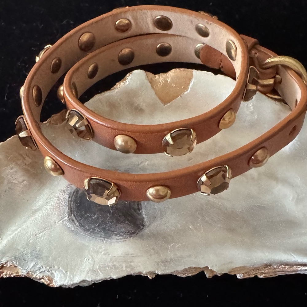Leather Rhinestone Bracelet